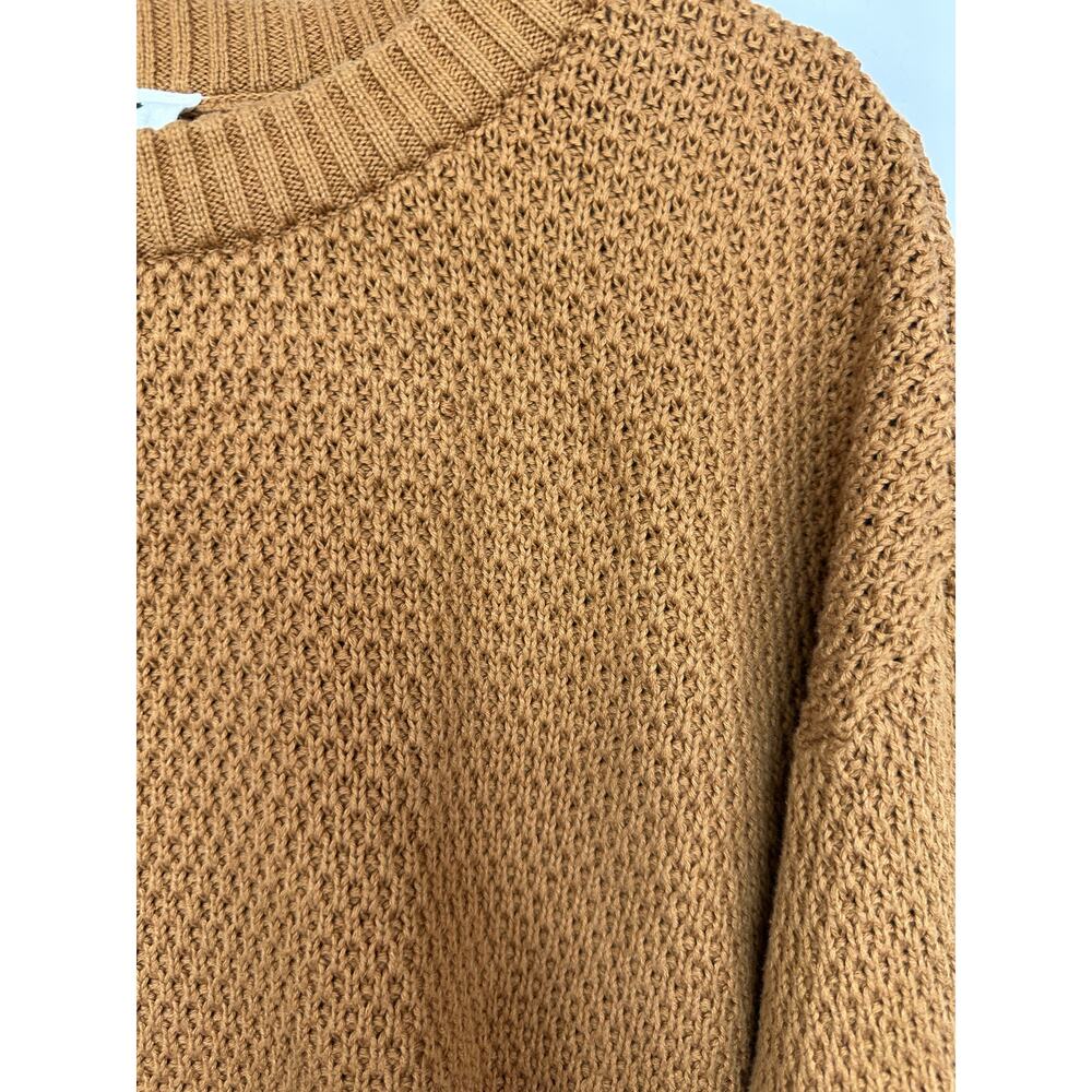 Pact Honeycomb Knit Crew Sweater Camel Size Small 100% Cotton - Picture 6 of 8